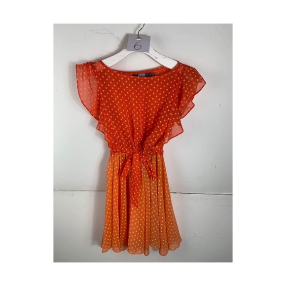 Eva Franco Dresses & Skirts - Anthropologie Eva Franco Orange Fit and Flare Mini Polka Dot Dress